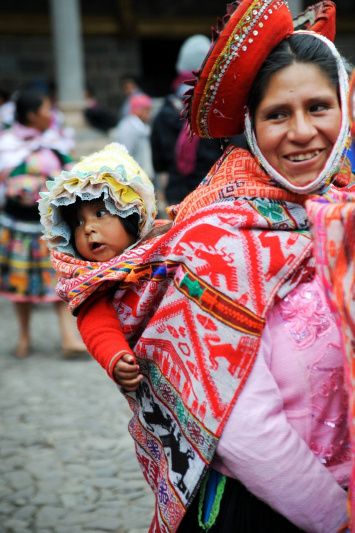 A Peruvian woman with her child