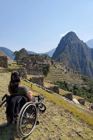A wheelchair user explores Machu Picchu