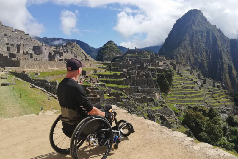 A wheelchair user explores Machu Picchu