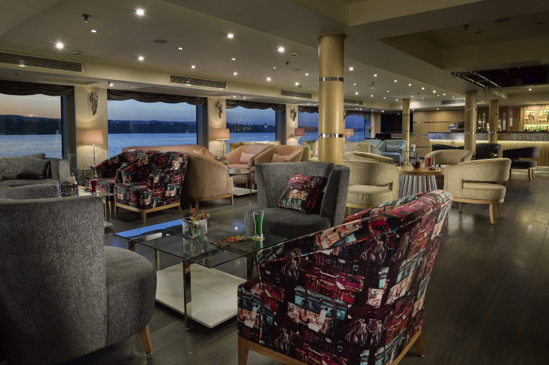 Lounge and bar area of the cruise