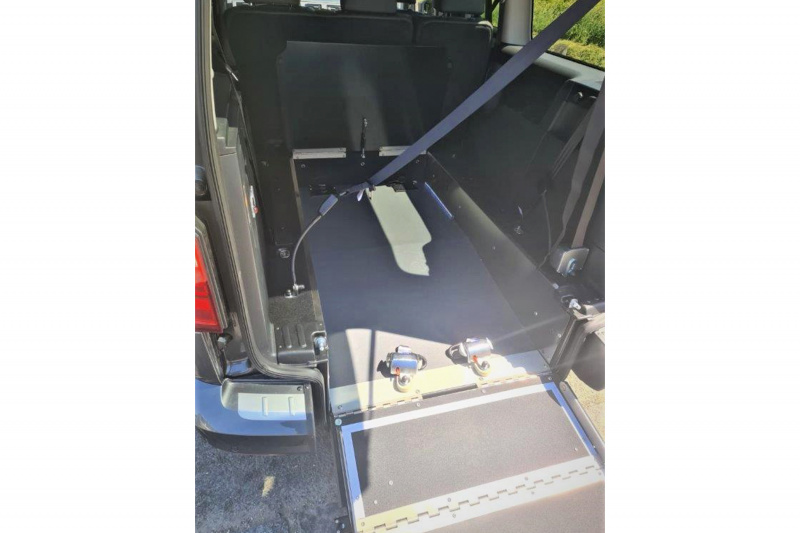 The accessible van is equipped with a wheelchair ramp