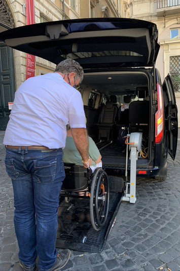 The accessible van is equipped with a wheelchair lift