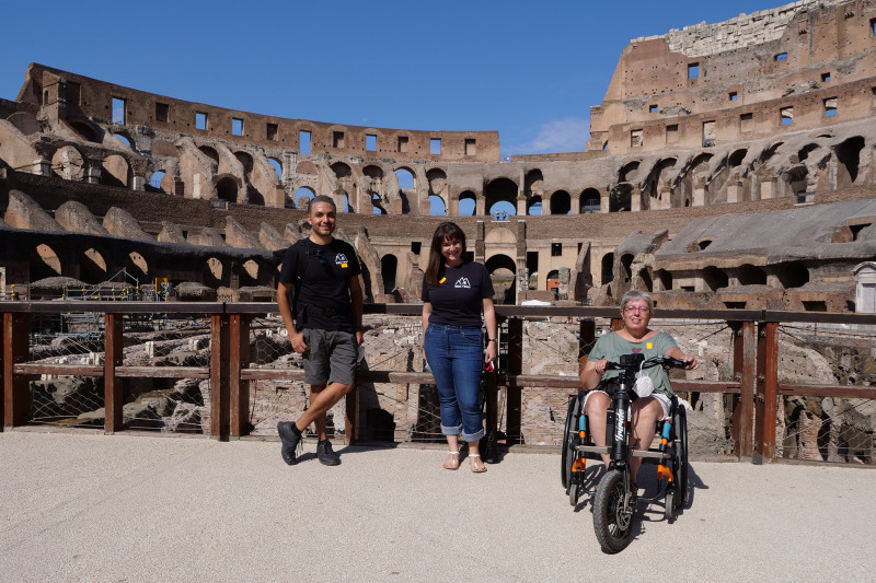 A wheelchair user explores the colosseum