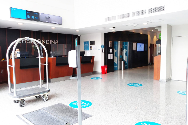Lobby with accessible writing desk