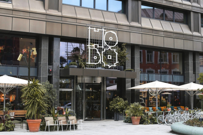 HOBO Hotel has a step free entrance with a revolving door and smooth flooring