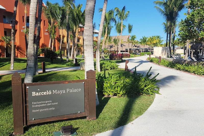 Hotel entrance and pathways