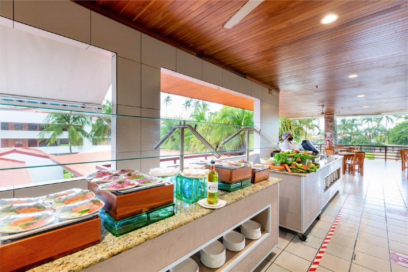 Buffet station and outdoor seating area