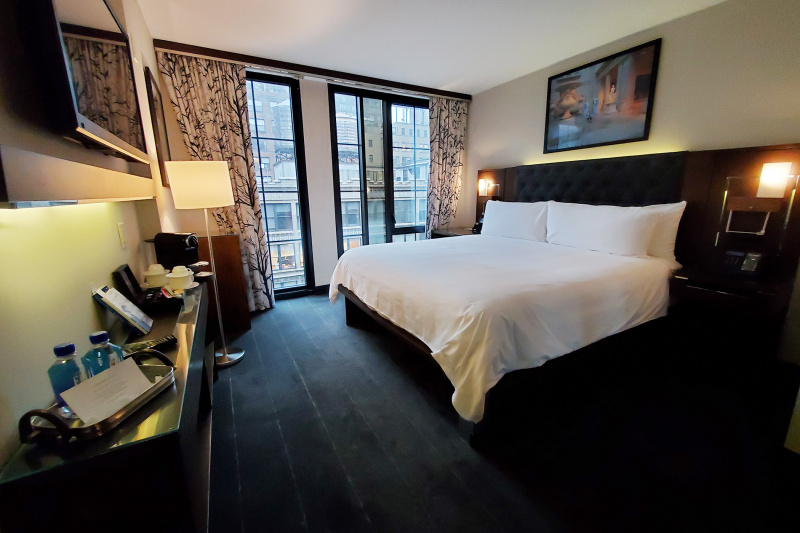 Room with wide space between furniture