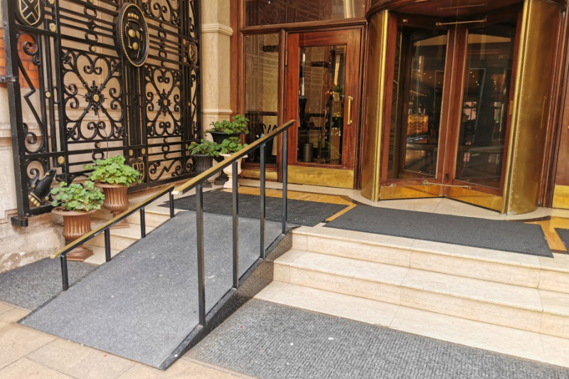 Hotel entrance and ramp
