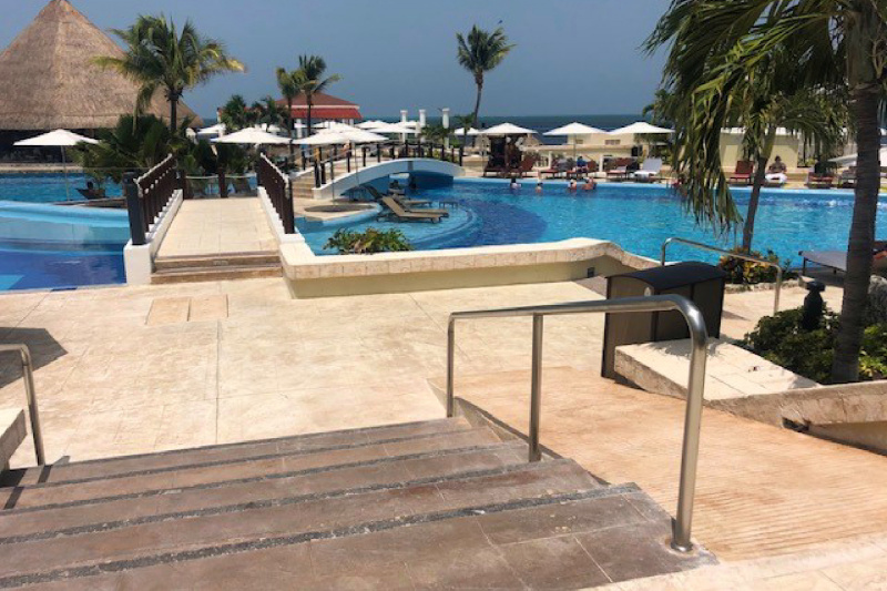 Swimming pool and accessible pathways