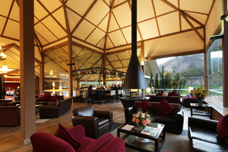 Bar and lounge with floor to ceiling windows