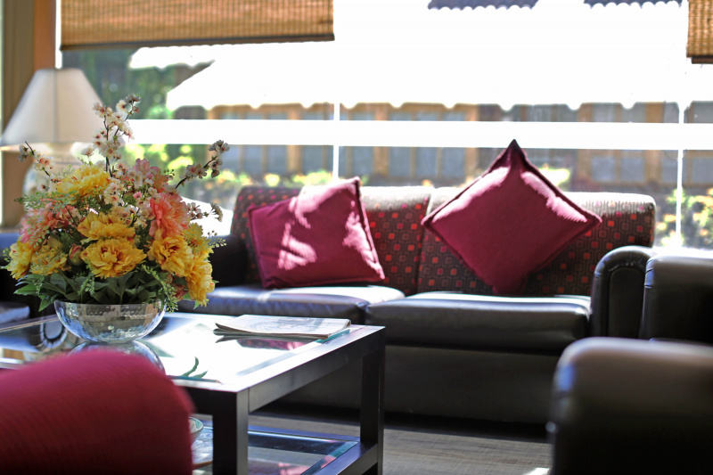 Lounge seating with floral display