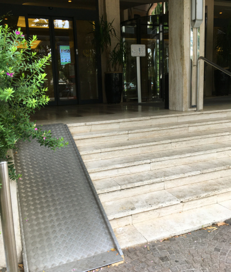 Ramp and hotel entrance