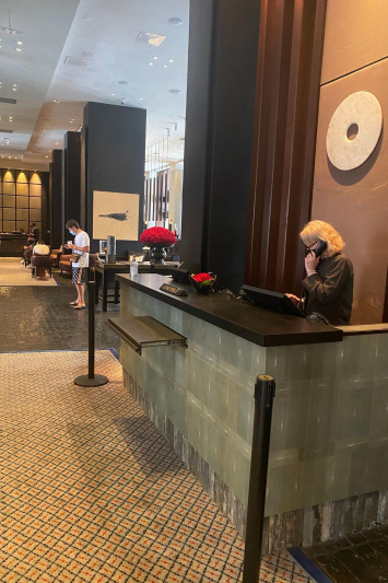 The hotel lobby