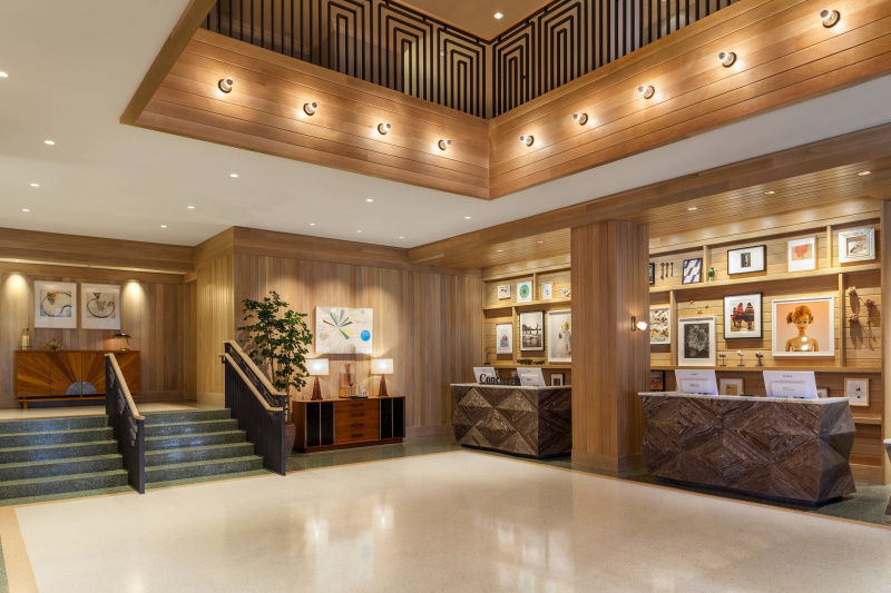 The hotel lobby