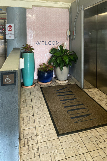 The elevator to the lobby