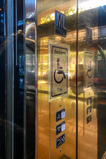 The elevator to the entrance