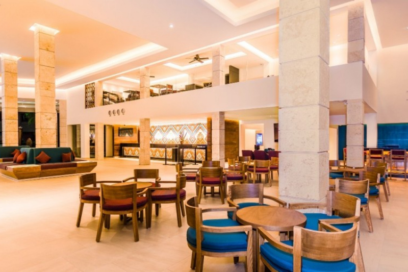 The hotel lobby