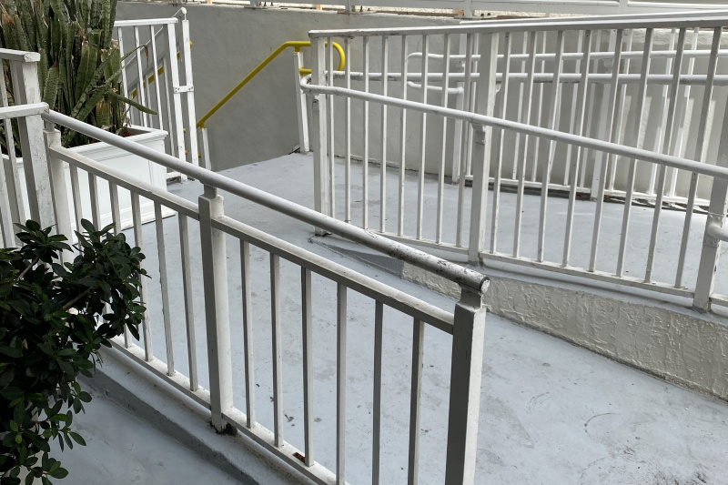 The ramp from the car park to the hotel entrance