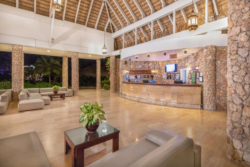 The hotel lobby