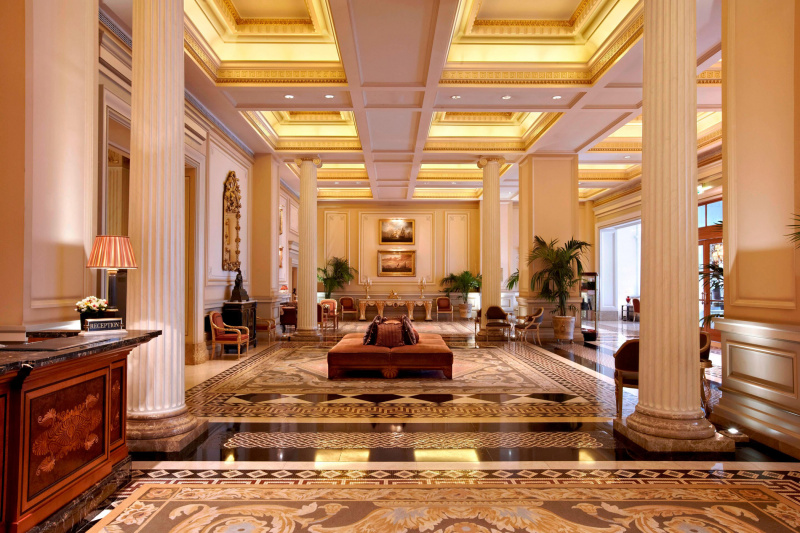 The hotel lobby
