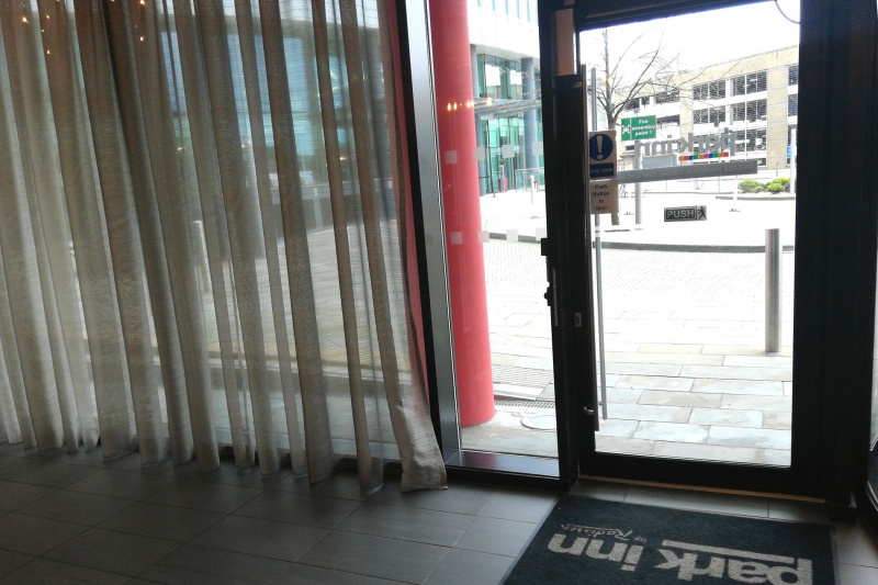 The hotel entrance