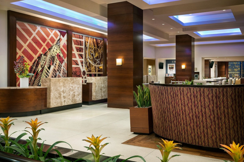 The hotel lobby