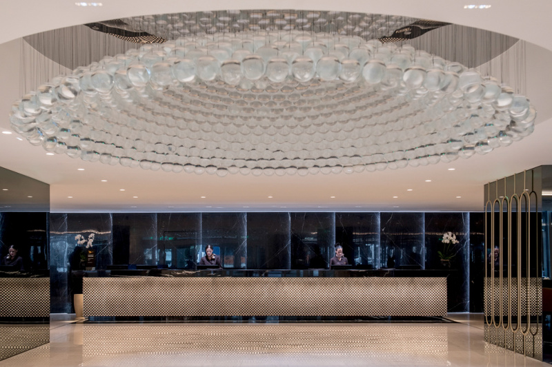 The hotel lobby