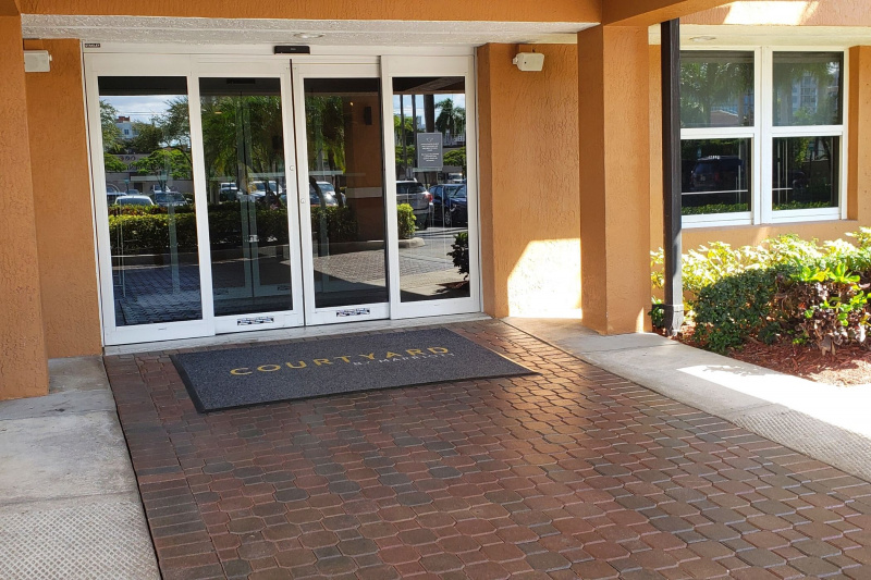 The main entrance to the hotel