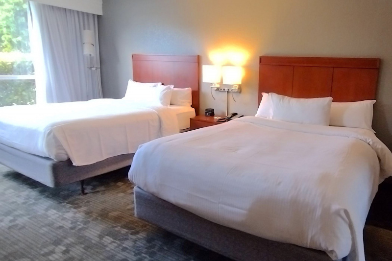 Guestroom with two queen-sized beds