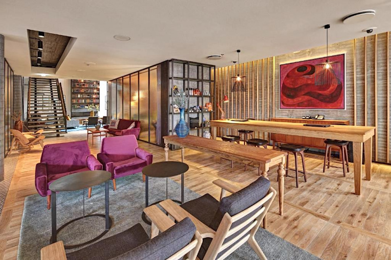 The hotel lobby