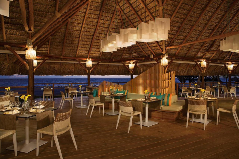 An outdoor dining area in the resort