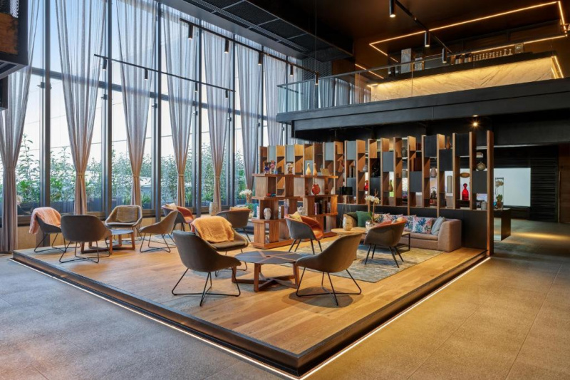 A seating area in the lobby