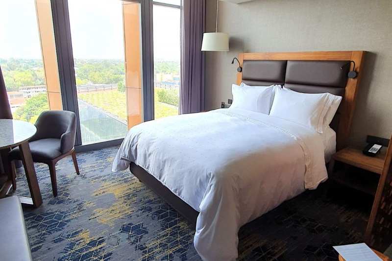 A guest room at the hotel