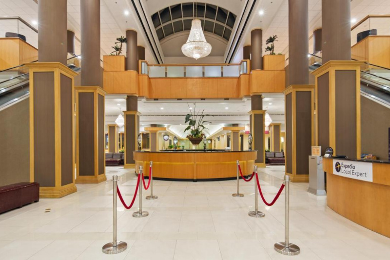 The hotel lobby