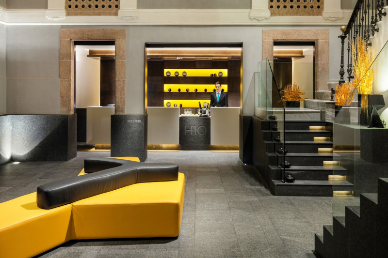 The modern hotel lobby