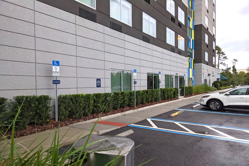 The dedicated accessible parking bays