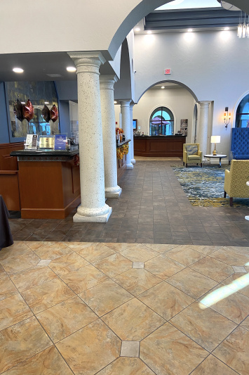 The hotel lobby