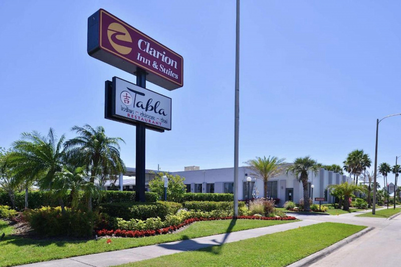 The hotel sign