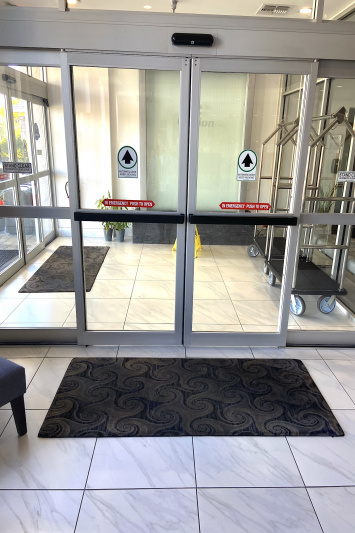 The main entrance to the hotel