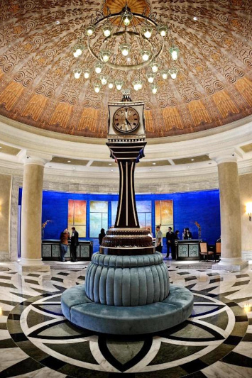The hotel lobby