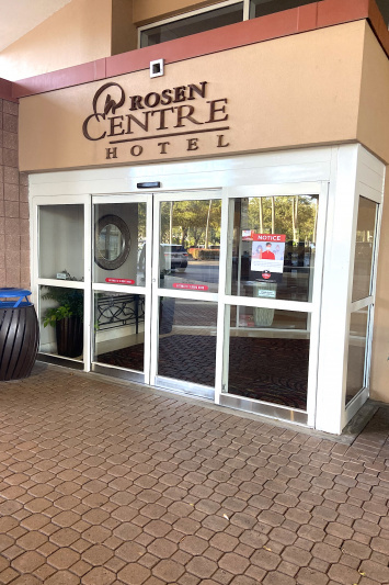The entrance to the hotel