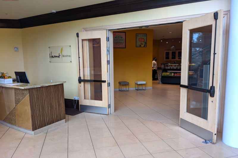 The entrance to the Harvest Bistro