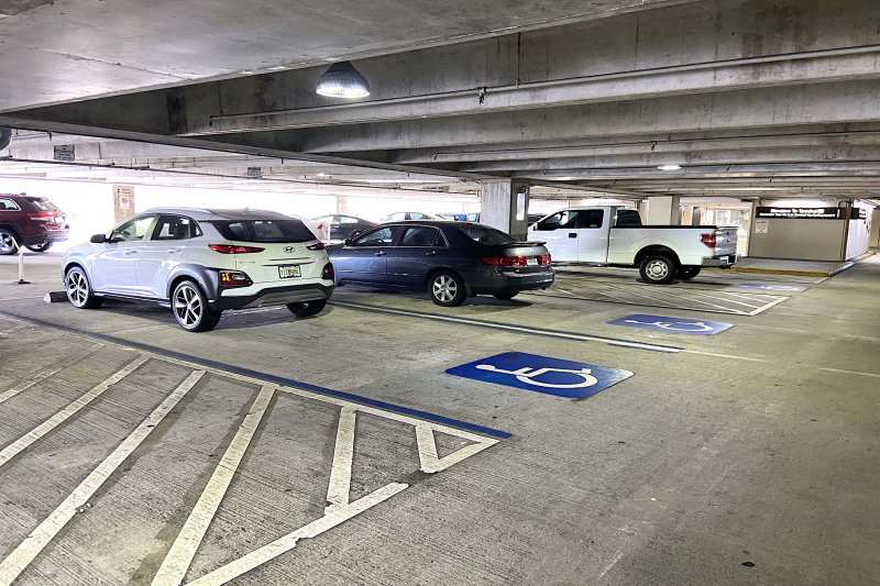 Parking lot with accessible spaces