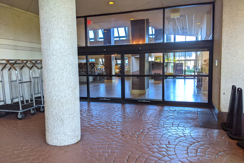 The main entrance to the hotel