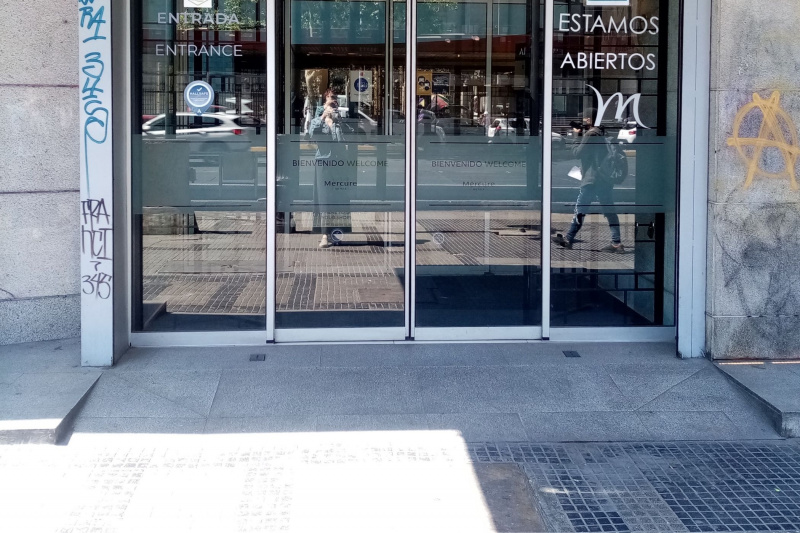 Hotel entrance with automatic doors