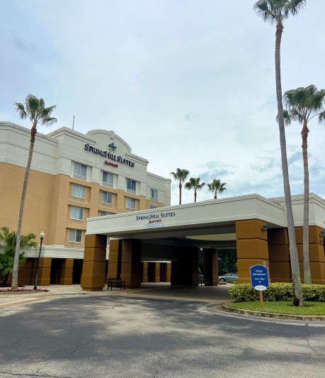 The main entrance to the hotel