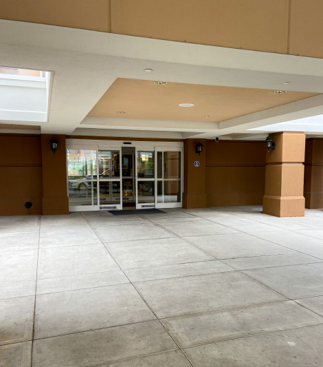 The main entrance to the hotel
