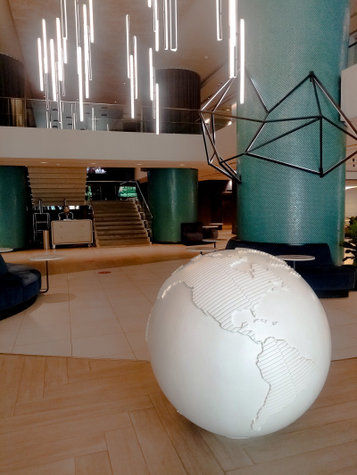 Lobby area with modern lighting