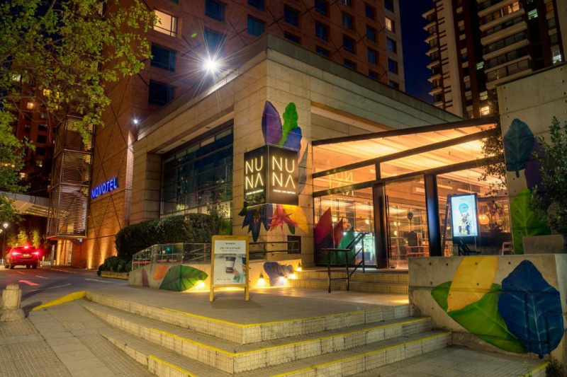 Hotel building with steps and access ramp